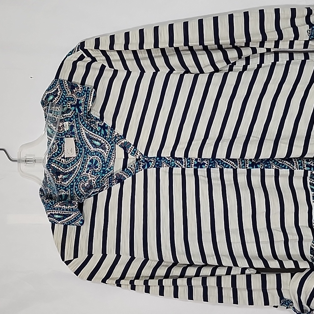 Anthropologie Postmark Paisley Striped Button Down Roll Up Blouse Size M - Picture 2 of 8